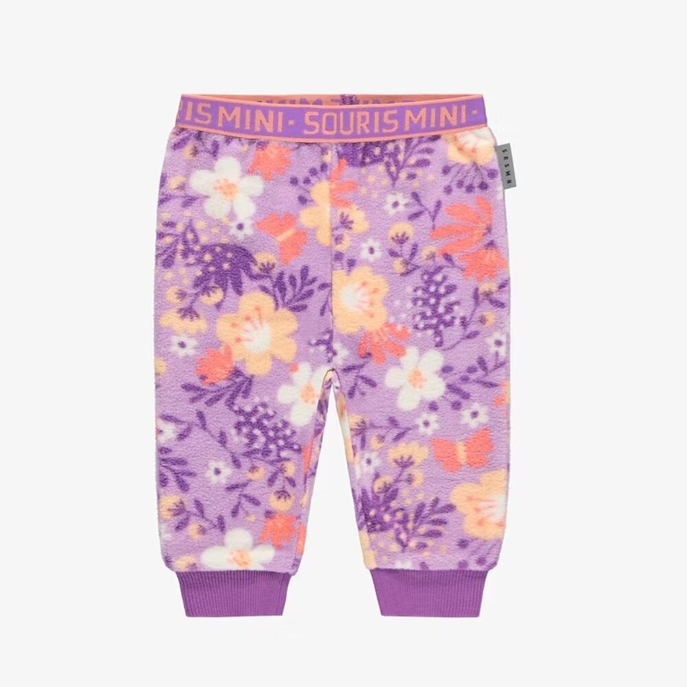 💜🌸 Souris Mini Purple Floral Fleece Pants – Size 2–3T (BNWT) 🌸💜